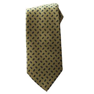 Paul Stuart Yellow with Blue Print 100% Silk Tie